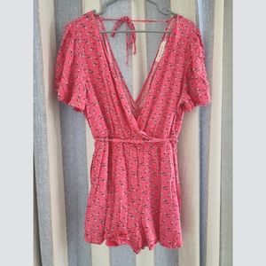 Pink floral romper